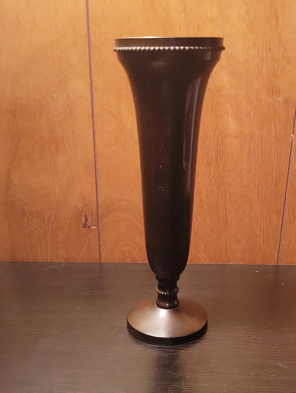 Pottery Barn Brown Tall Decorative Trumpet Vase Metal